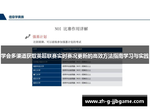 学会多渠道获取英超联赛实时赛况更新的高效方法指南学习与实践